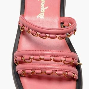 NIB Free People Midas Touch Pink and Gold Chain Platform Sandals Size 8.5
